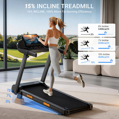 Umay SF20 Foldable Treadmill with Wider Three Screen & Holder, 15% Incline & MAX 12KM/H (New Upgrade)