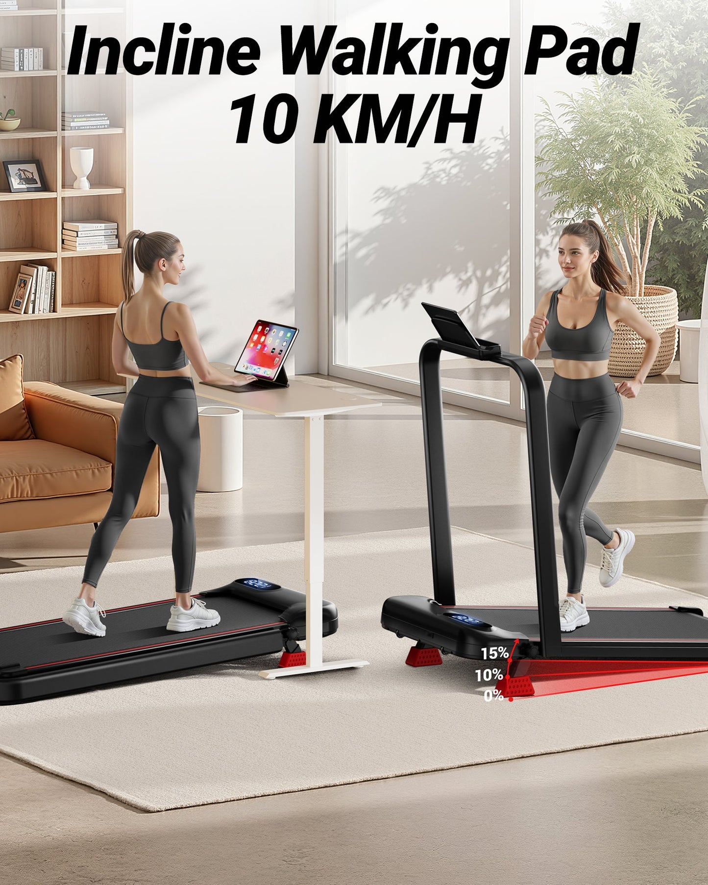 Yumay Smart Walking Pad, Under Desk Treadmill and 2-in-1 Incline Walking Pad Treadmill for Home Office