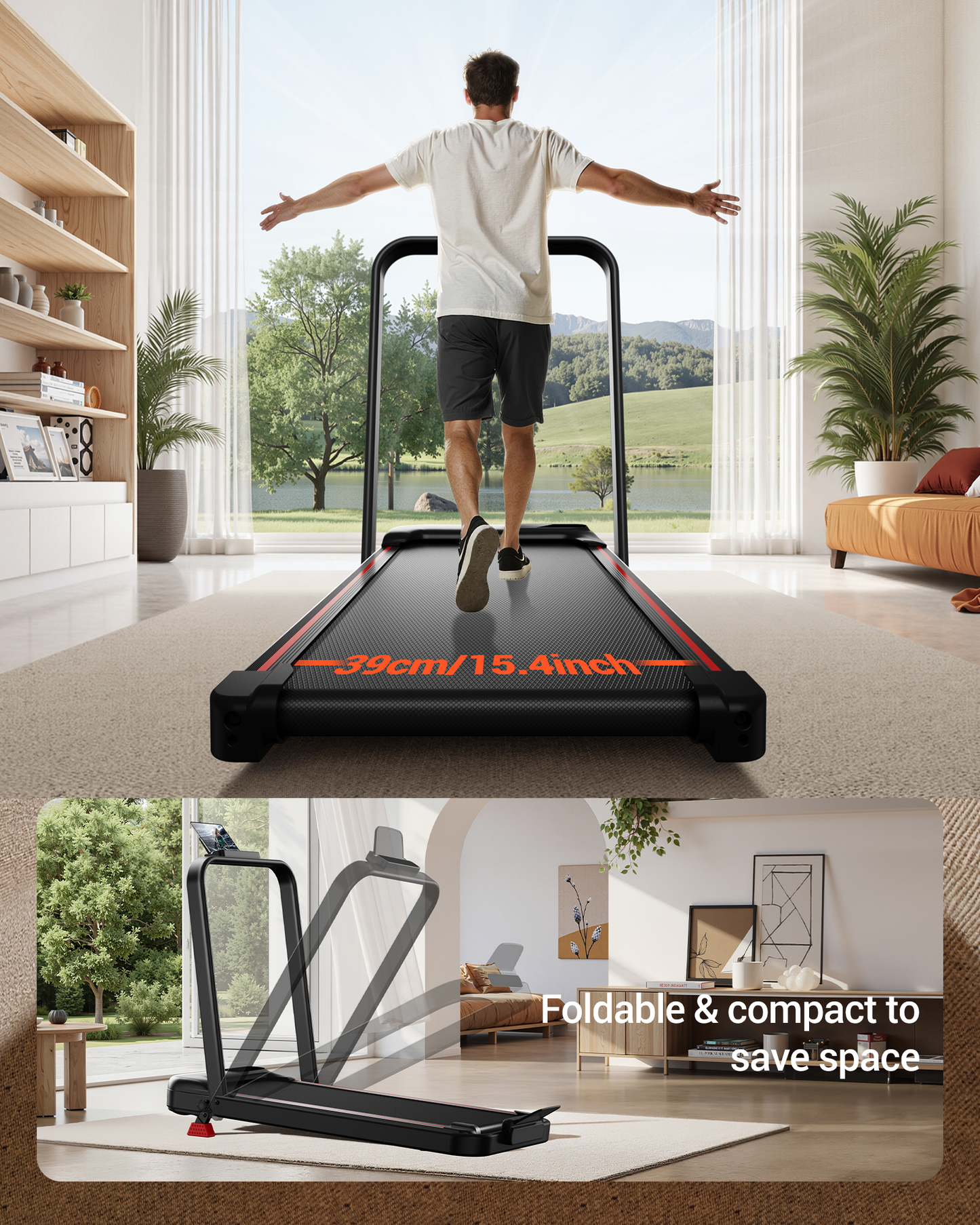 Yumay U18F Folding 3-in-1 Walking Pad with 10%/15% Incline 1-10 km/h