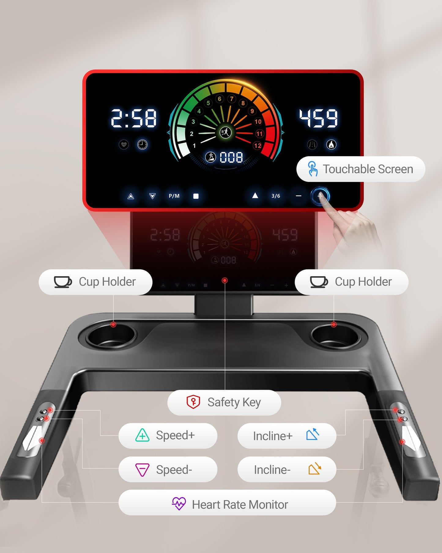 Umay L10 Foldable Treadmill 20% AUTO Incline with Pulse Sensors 14KM/H