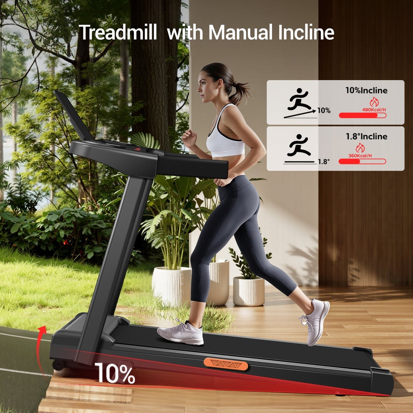 Yumay SF10 Foldable Treadmill with 10%/15% Incline & 12km/h Speed