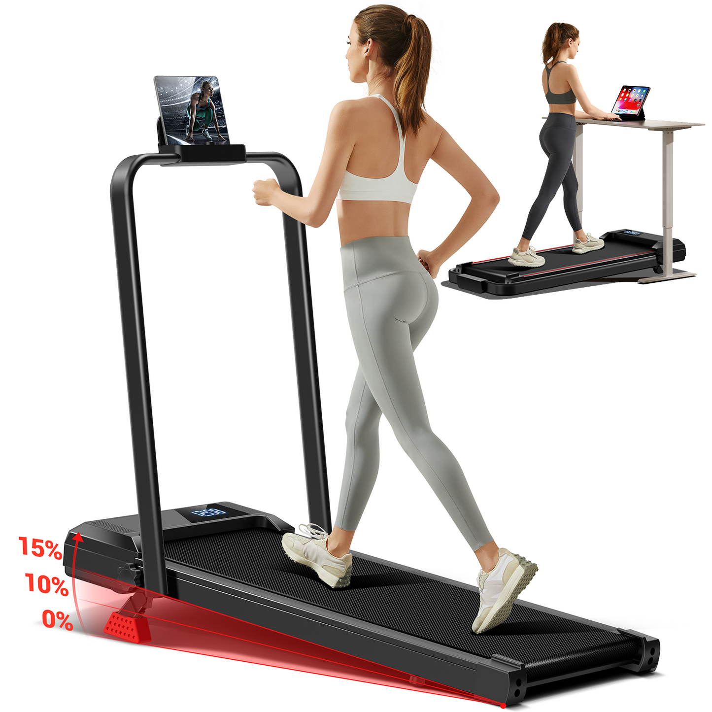 Yumay CW1F 3-in-1 Foldable Walking Treadmill 12 km/h with 9%/15% Incline
